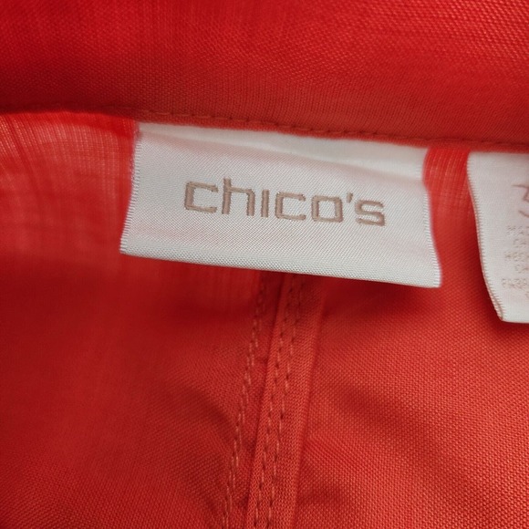 Chico’s Jacket Women’s Size 3 (XL) Lyocell Orange Full Zip Up Long Sleeve Snap - Picture 8 of 16
